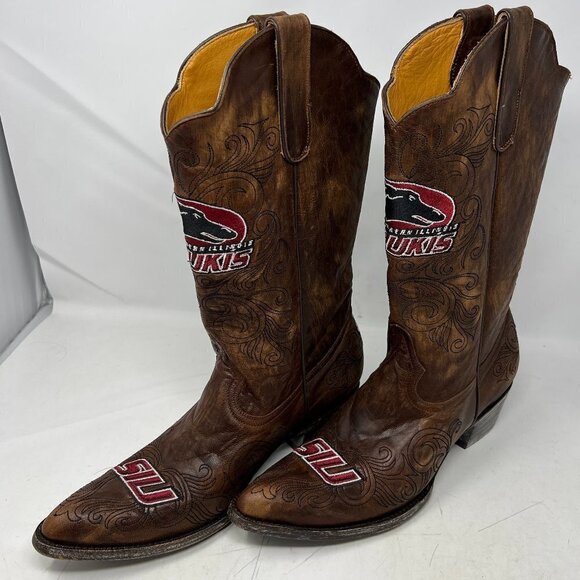 Game Day Boots Southern Illinois University Sulkis Distressed Leather Size 11B - Picture 1 of 14
